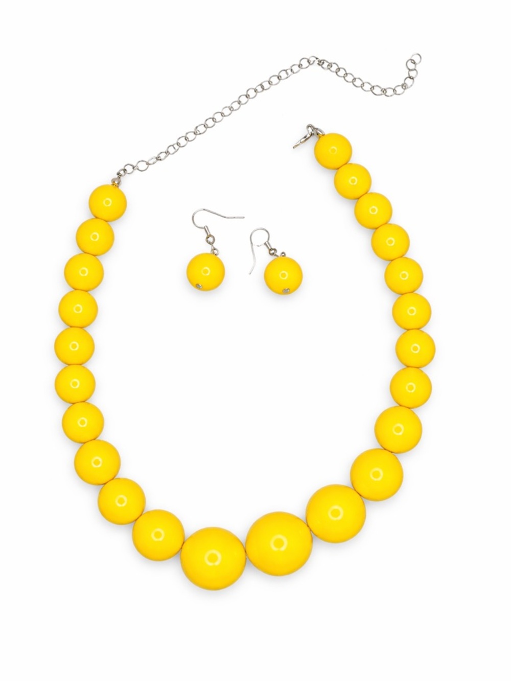 Vintage Style Yellow Beaded Necklace & Earrings Set NEW.